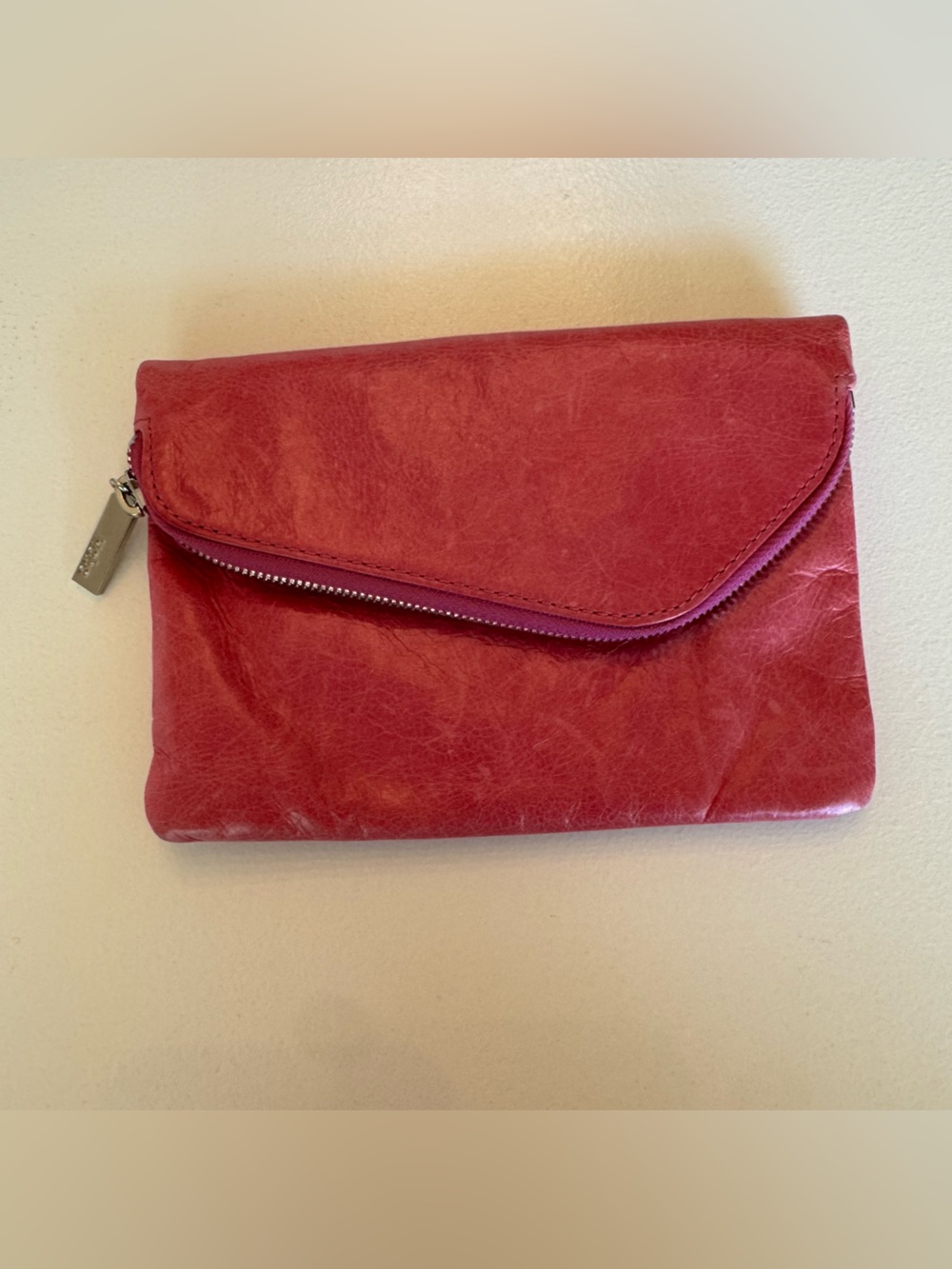 Hobo The Original Hot Pink Leather Zip Wallet Clutch